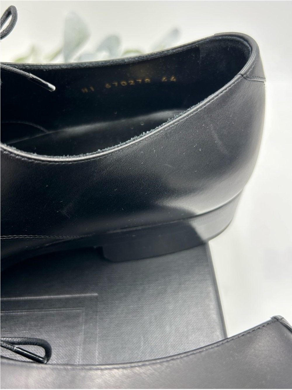 Men’s Saint Laurent ADRIEN Derby shoes in black glazed leather size 44 Italy - Picture 10 of 14
